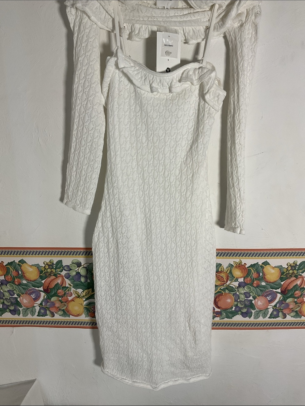 Willow & Wind White Pointelle Knit 2-Piece Dress & Cardigan Set Size S NWT - Picture 4 of 9